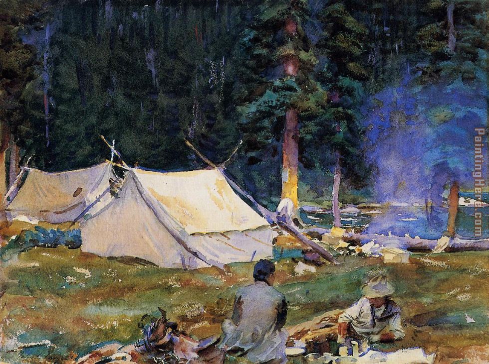 Camping at Lake O'Hara painting - John Singer Sargent Camping at Lake O'Hara art painting